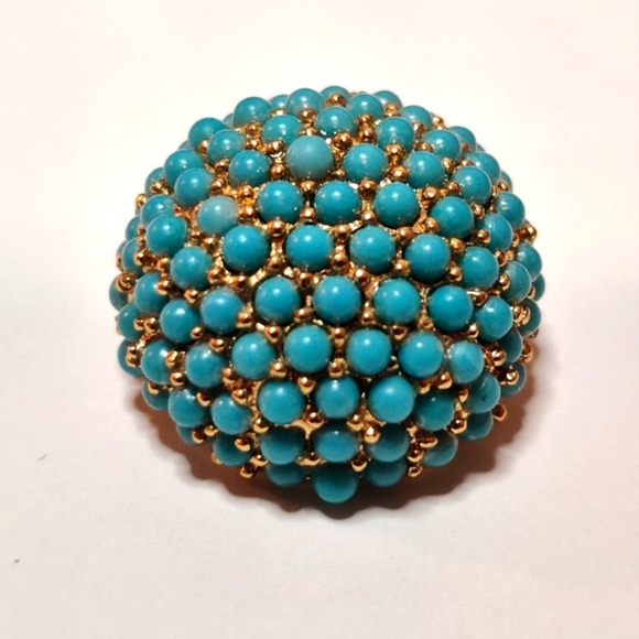 Signed Marcel Boucher Turquoise Ball Sphere Brooch - Picture 4 of 15